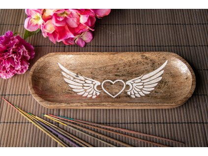 Berk Stojánek na vonné tyčinky Angel Wings Dřevo mango, 27 x 10 cm