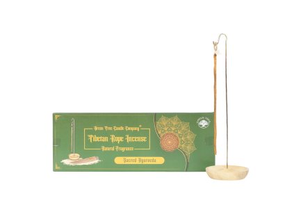 Green Tree Tibetské bylinné vonné provázky Sacred Ayurveda se stojánkem