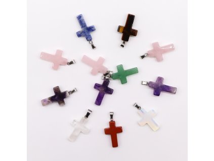 Ancient Wisdom Přívěsek z drahého kamene Křížek Měsíční kámen, 1 ks