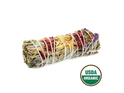 Green Tree Svazek pro vykuřování Happy Spirit Sage (Šalvěj bílá) a sušené květy, 10 cm, 1 ks Andivo