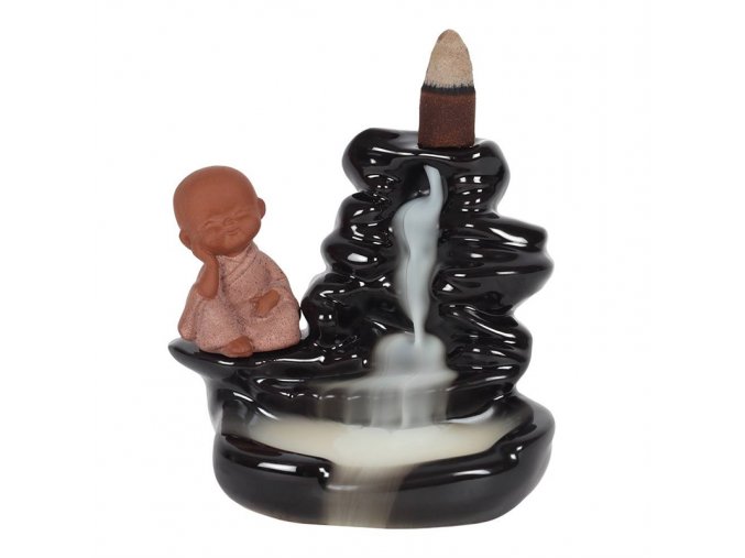 Stojan na vonné kužely Tekoucí dým Malý Buddha, 10 cm