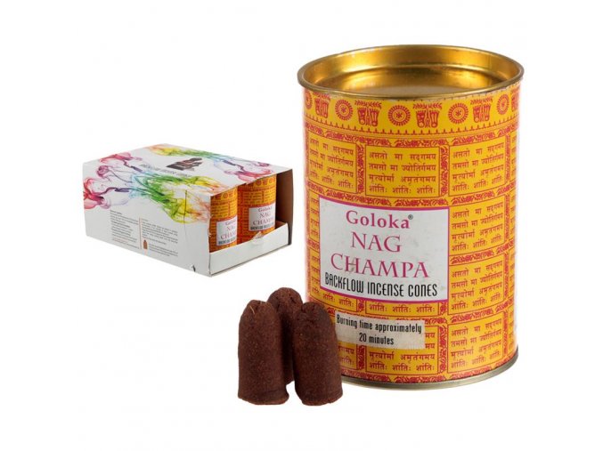 Goloka Vonné kužely tekoucí dým Nag Champa, 24 ks