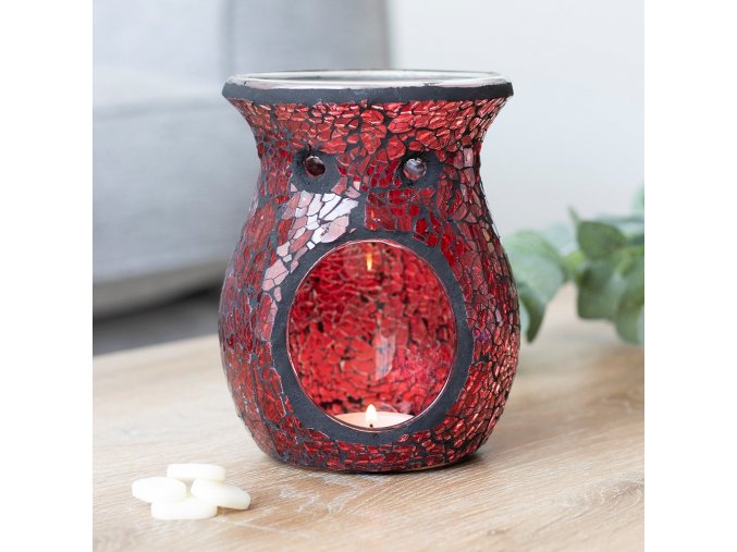 Jones Home Skleněná aroma lampa mozaika červená, 14 x 11 x 11 cm 3
