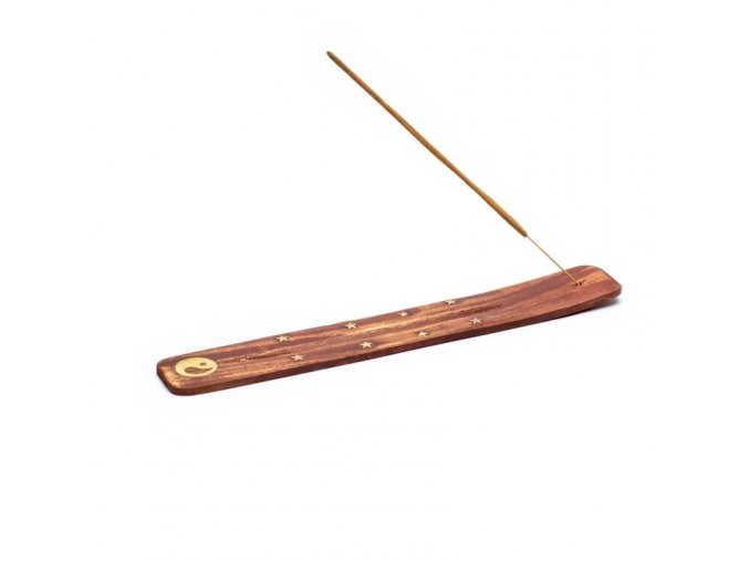 Mani Bhadra Stojánek na vonné tyčinky Yin Yang dřevěný, 25 cm