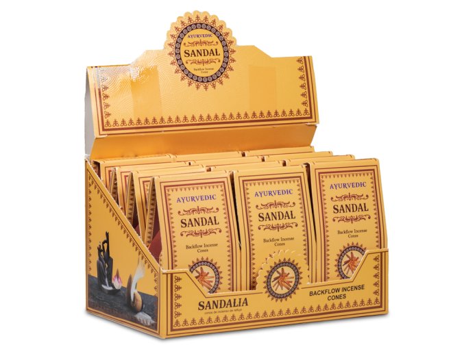 Ayurvedic Sandalwood Vonné kužely tekoucí dým, 30 g.