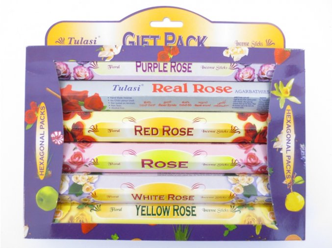 TULASI Vonné tyčinky ROSE GIFTPACK Dárkové balení, 6 x 20 ks