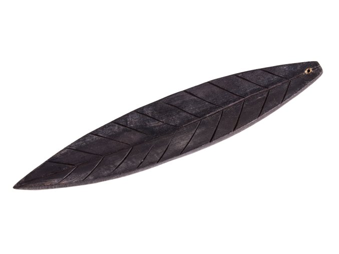Mani Bhadra Stojánek na vonné tyčinky Dřevo mango Tmavý list, 28 cm
