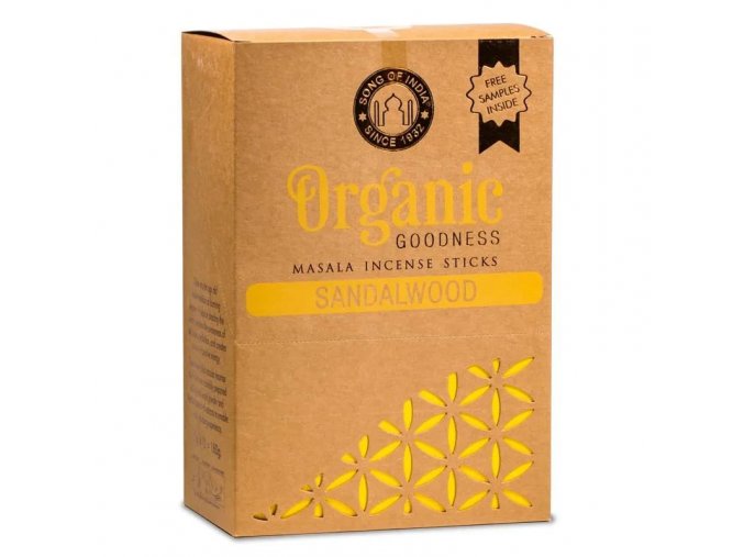 Song of India Vonné tyčinky Organic Masala Sandalwood (Santalové dřevo), 15 g.