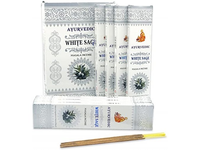 Ayurvedic Vonné tyčinky White sage, 15 ks