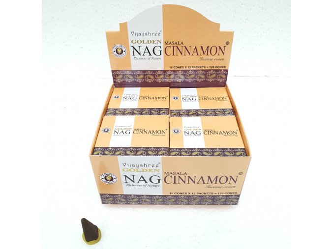 Vijayshree Vonné kužely Golden Nag Cinnamon (Skořice), 10 ks