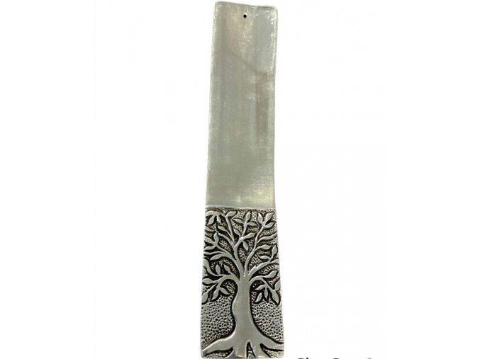 Mani Bhadra Stojánek na vonné tyčinky Bílý kovový Strom života, 4,5 x 23,5 cm