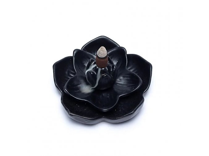 Mani Bhadra Stojan na vonné kužely Tekoucí dým Květ lotosu, 12,8 x 5,8 cm