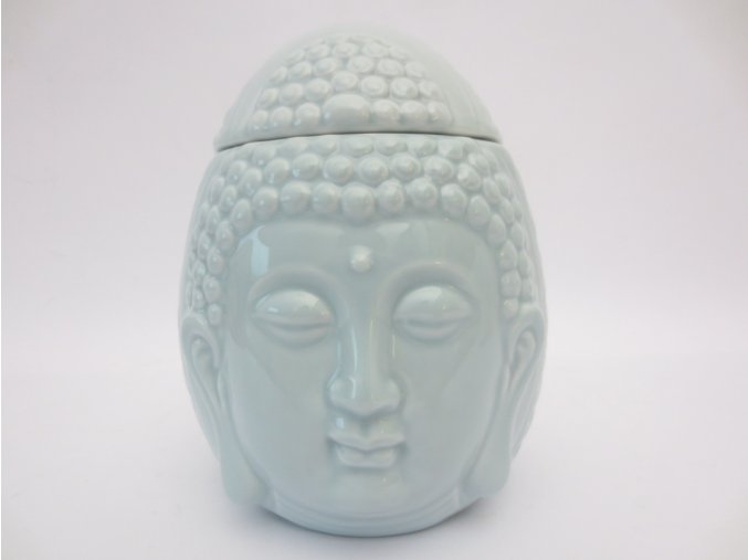 Mani Bhadra Aroma lampa Hlava Buddhy (bílá keramika), 15 x 12 cm