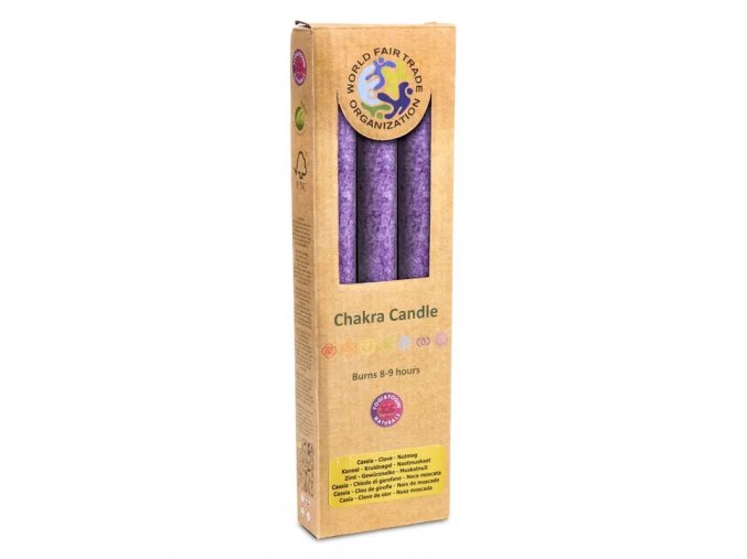 Yogi & Yogini Naturals Vonné svíčky Chakra (7. čakra) fialová, 22 x 2,2 cm, bal. 3 ks