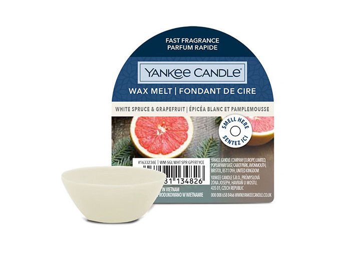 Yankee Candle Vonný vosk White Spruce & Grapefruit (Bílý smrk a grapefruit), 22 g
