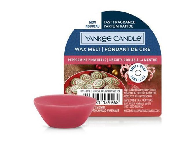 Yankee Candle Vonný vosk PEPPERMINT PINWHEELS (Peprmintové sušenky), 22 g