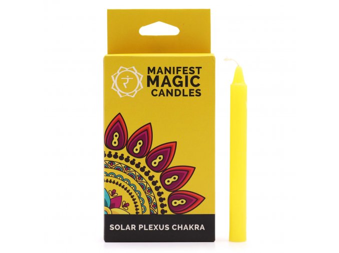 Ancient Wisdom Manifest Magic Candles Žluté 3. čakra Solar Plexus, balení 12 ks