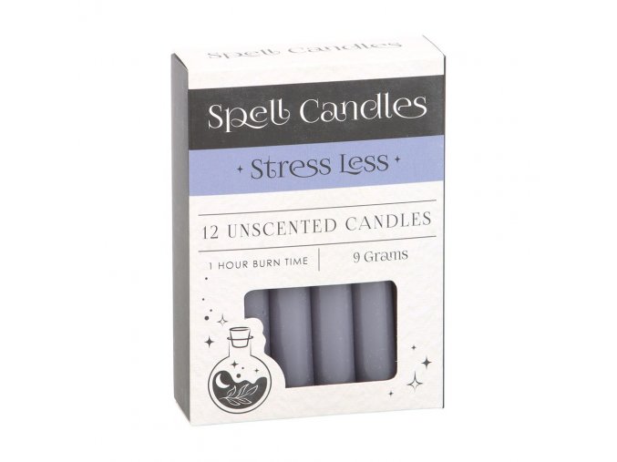 Spirit of Equinox Magic Spell Candles Magické svíčky Stress Less Méně stresu (Fialová), 12 ks x 9 g.