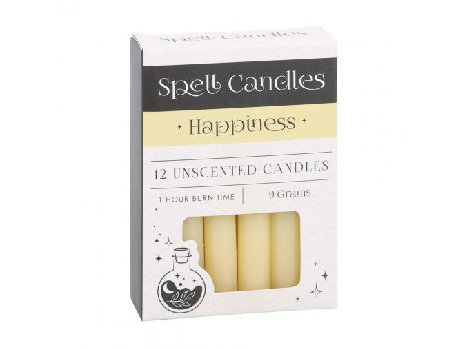 Spirit of Equinox Magic Spell Candles Magické svíčky Happiness Štěstí a pozitivita (Žlutá), 12 ks x 9 g.