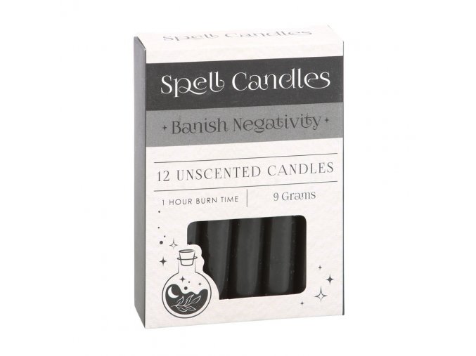 Spirit of Equinox Magic Spell Candles Magické svíčky Banish negativity Zahnání negativity (Černá), 12 ks x 8 g.