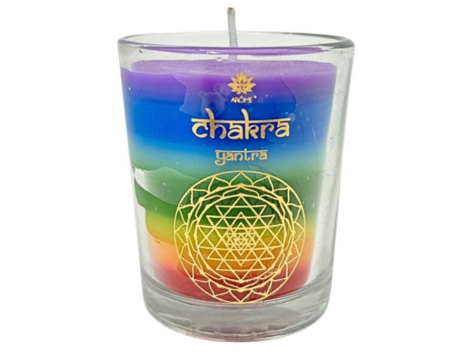 ARÔME Votivní vonná svíčka ve skle 7 čaker Sandalwood, 60 g.