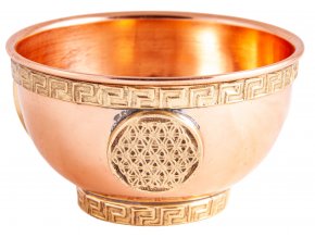 Mani Bhadra Flower of Life Květ života Měděná vykuřovací miska Kadidelnice, Ø 8 cm