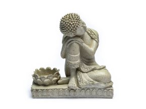 Mani Bhadra Svícen na čajovou svíčku Buddha šedý, 17,5 cm