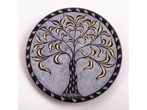 Mani Bhadra Stojánek na vonné tyčinky Tree of life Strom života Mastek Černo zlatý, 13 cm