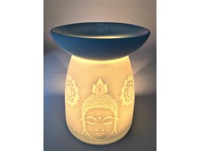 Mani Bhadra Aroma lampa Buddha (bílá keramika), 12,5 x 9,5 cm