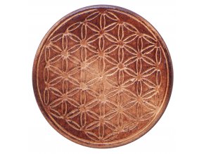 Mani Bhadra Dřevěný tácek pod kadidelnice Flower of life (Květ života), Ø 7,5 cm, 1 ks