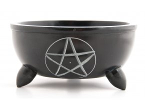 Mani Bhadra Kadidelnice Vykuřovací miska Pentacle Mastek černá, Ø 12 cm