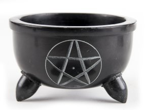 Mani Bhadra Kadidelnice Vykuřovací miska Pentacle Mastek černá, Ø 9,7 cm