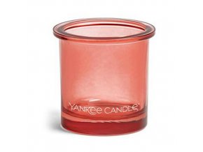 Yankee Candle Skleněný svícen na čajové a votivní svíčky (korálová), 7 x 7 cm