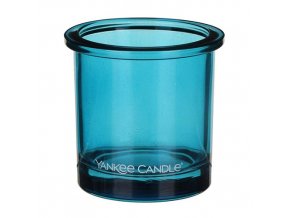 Yankee Candle Skleněný svícen na čajové a votivní svíčky (modrá), 7 x 7 cm