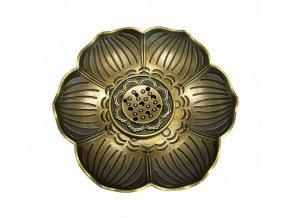 Mani Bhadra Stojánek na vonné tyčinky a kužely Květ lotosu kovový (odstín bronz), Ø 8,5 cm