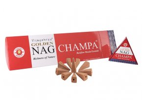 Vijayshree Vonné kužely Tekoucí dým Golden Nag Champa, 10 ks