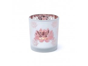 Mani Bhadra Skleněný svícen na čajové a votivní svíčky Lotos, 8 x 7,5 cm