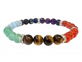 Mani Bhadra Náramek s drahými čakrovými kameny 7 Chakra (korálky Ø cca 6 mm) kvalita A
