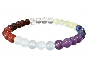 Mani Bhadra Náramek s drahými čakrovými kameny 7 Chakra (korálky Ø cca 6 mm) kvalita A, no. 2