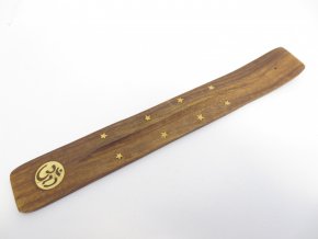 Mani Bhadra Stojánek na vonné tyčinky OHM s hvězdami dřevěný, 3 x 25 cm