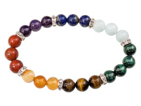 Mani Bhadra Náramek s drahými čakrovými kameny 7 Chakra (korálky Ø cca 8 mm) kvalita A