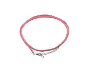 Mani Bhadra Šňůrka na krk pro přívěsky z umělého semiše se zapínáním, 55 cm Ø 2,5 mm (1 ks) růžová