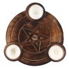 Mani Bhadra Dřevěný svícen na čajové svíčky Pentagram, 17 x 16 cm 1