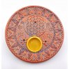 Mani Bhadra Stojánek na vonné tyčinky a kužely Flower of Life (bronze), 10 cm
