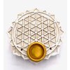 Mani Bhadra Stojánek na vonné tyčinky a kužely Flower of Life (bílý), Ø 9 cm