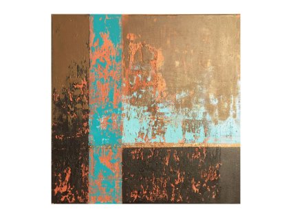 Flames – térhatású mixed media absztrakt akrilfestmény 90×90 cm