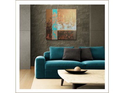 Flames – térhatású mixed media absztrakt akrilfestmény 90×90 cm