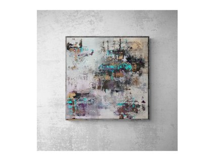 Lila Türkiz Achát – absztrakt akril festmény (elkelt)