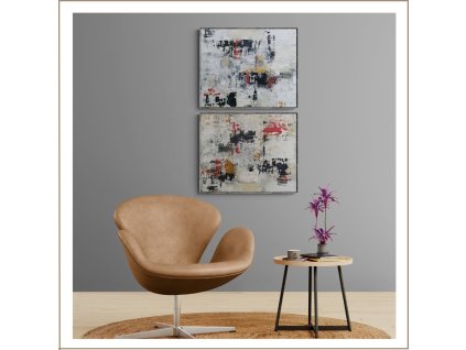 Piros Páros – modern absztrakt kétdarabos festmény (elkelt)