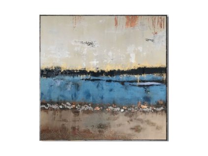 Kézzel festett absztrakt festmény – A FOLYÓ PARTJÁN, 100×100 cm